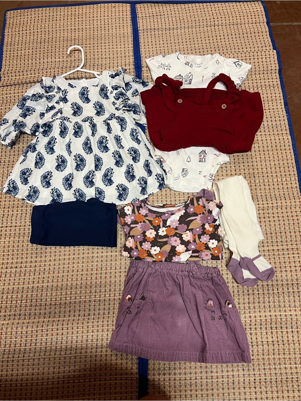 Girls' Purple Floral Skirt & Mix-and-Match Tops Set